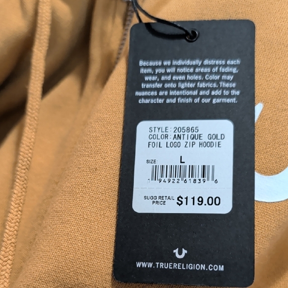 True Religion Women's Zip-Up Hoodie Size L NWT MSRP $119 - Picture 6 of 6